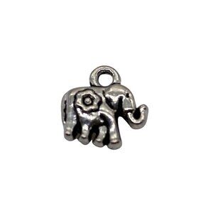 Tibetan‎ Silver Elephant Charm Pendant Double-Sided Durable Jewelry Pendant 3446
